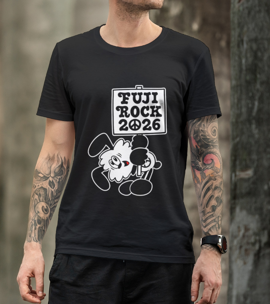 Fuji Rock 2026 Peace Sign Cartoon T-Shirt
