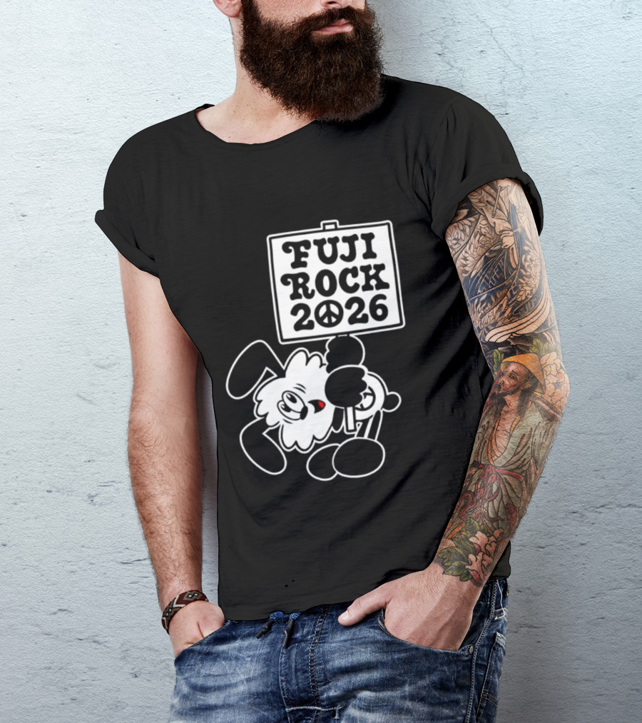 Fuji Rock 2026 Peace Sign Cartoon T-Shirt