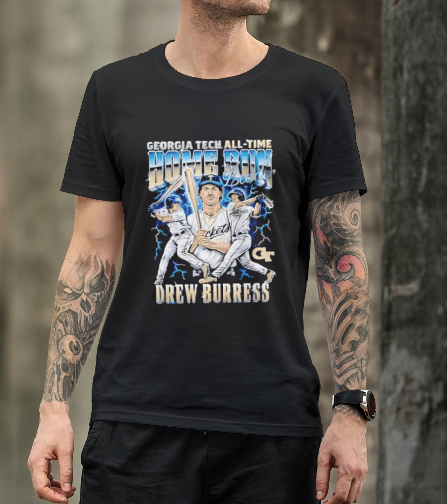 Georgia Tech All Time Home Run Drew Burress GT Baseball Players T-Shirt