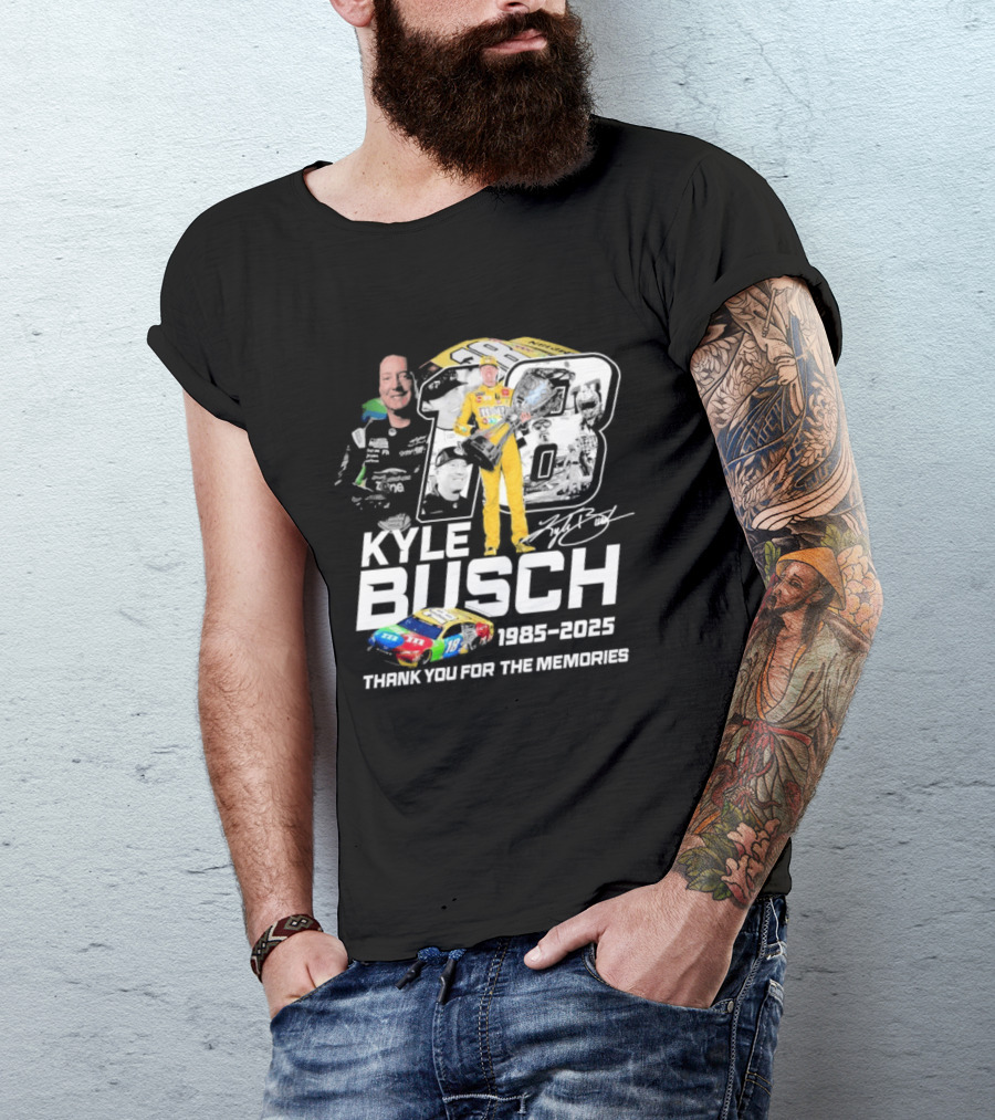 Kyle Busch Racing 1985 2025 Thank You For The Memories 18 Car NASCAR T-Shirt