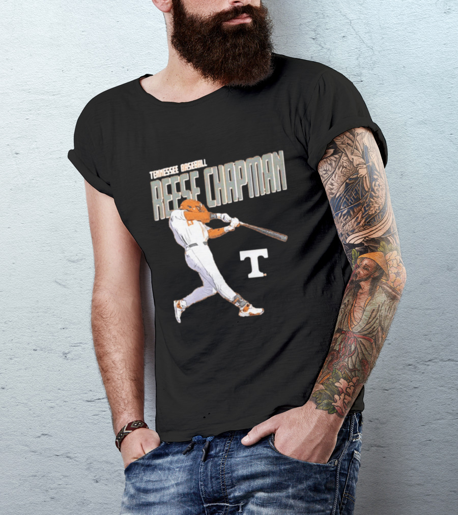Tennessee Baseball Reese Chapman Swinging Action T-Shirt