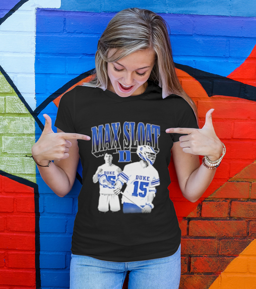 Max Sloat Duke Blue Devils Lacrosse Number 15 Sports Fan Gear T-Shirt