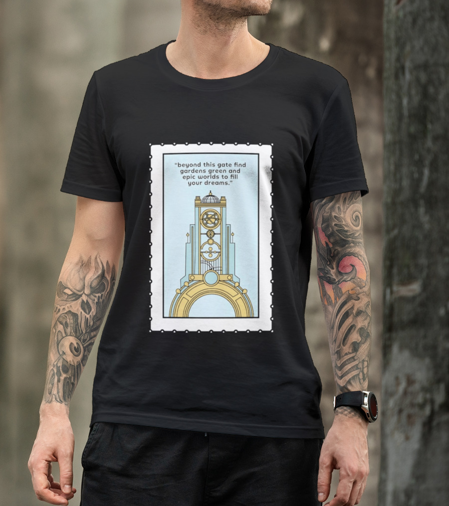 Epic Worlds Gate Tower Dreams Imagination Steampunk Deco Fantasy T-Shirt