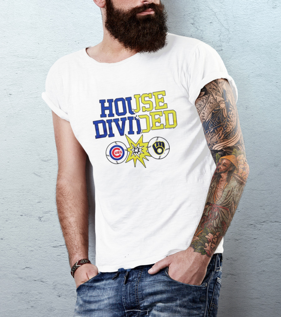Chicago Cubs Vs Milwaukee Brewers Rivalry House Divided Fan Gear T-Shirt