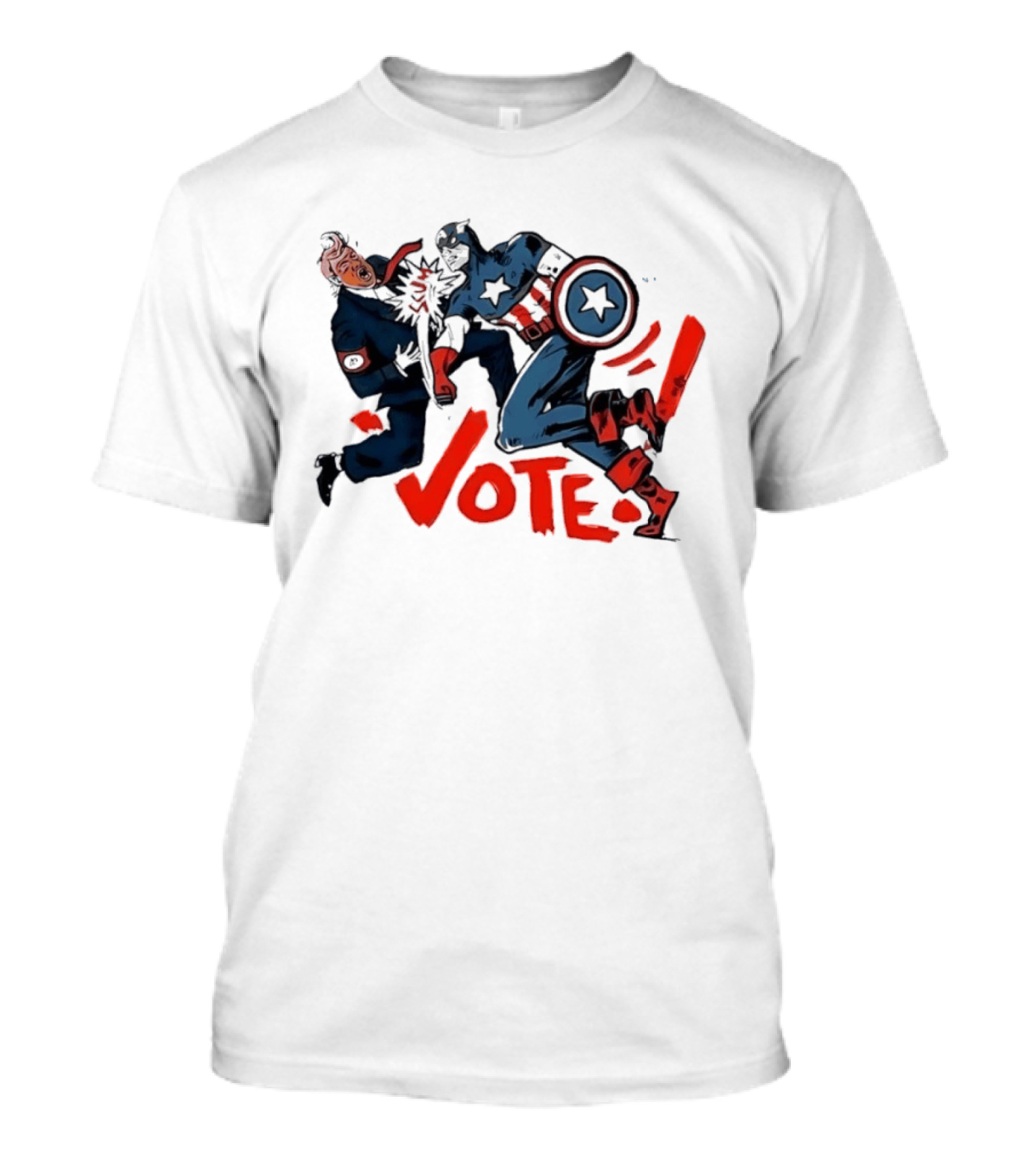 Captain America Punch Donald Trump Vote Comic T-Shirt