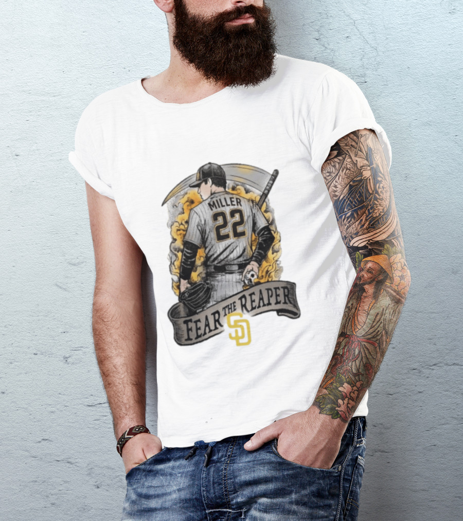 Mason Miller 22 Fear The Reaper San Diego Padres MLB T-Shirt