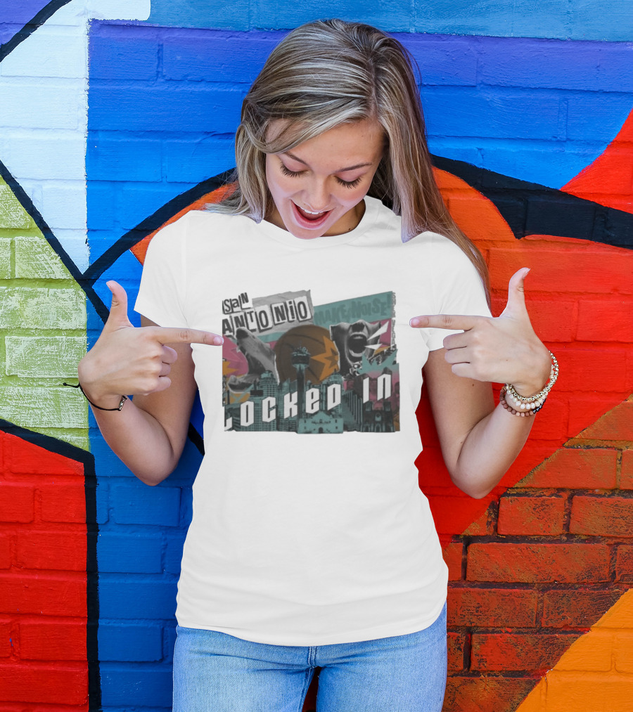 San Antonio Locked In Make Noise Basketball Skyline T-Shirt