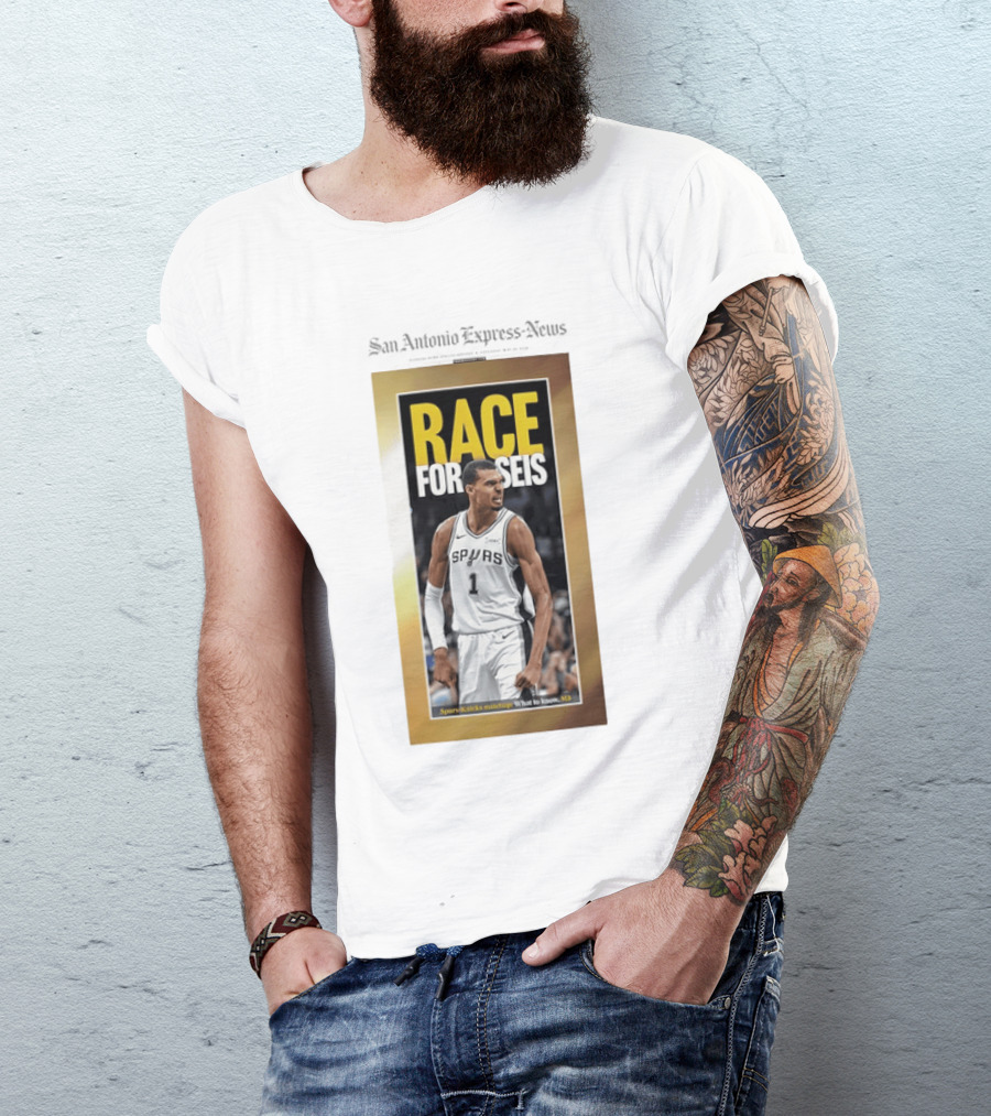 San Antonio Express News Victor Wembanyama Spurs Race For Seis Basketball T-Shirt