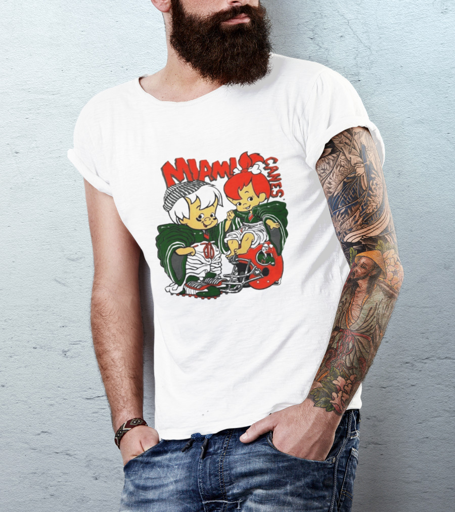 Miami Hurricanes MIAMI CANES Pebbles Bamm Bamm Flintstones NCAA T-Shirt