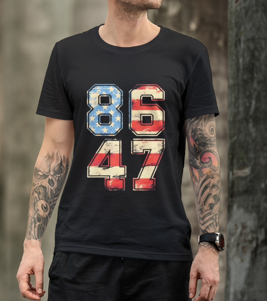 Anti ICE Subtle FDT Democrat 8647 American Flag Numbers T-Shirt