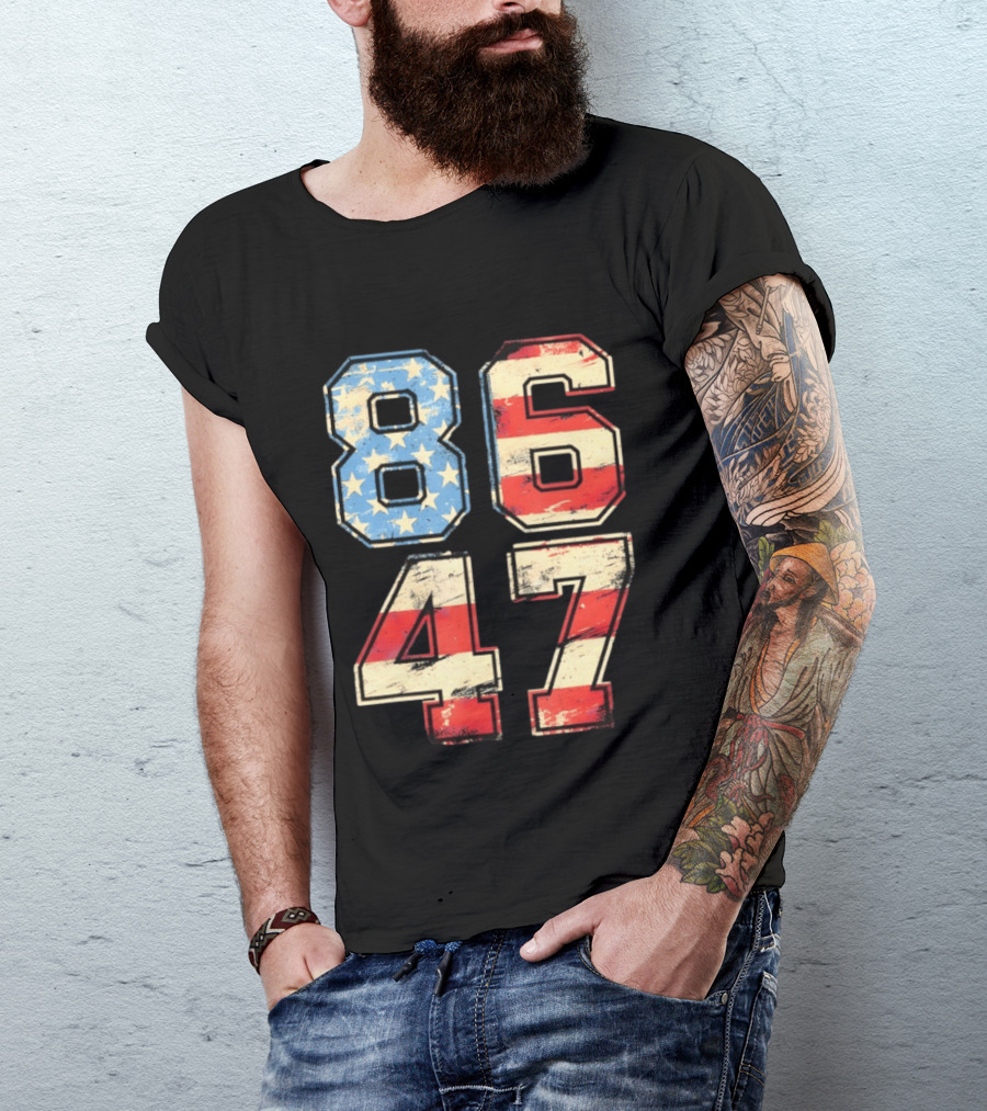 Anti ICE Subtle FDT Democrat 8647 American Flag Numbers T-Shirt