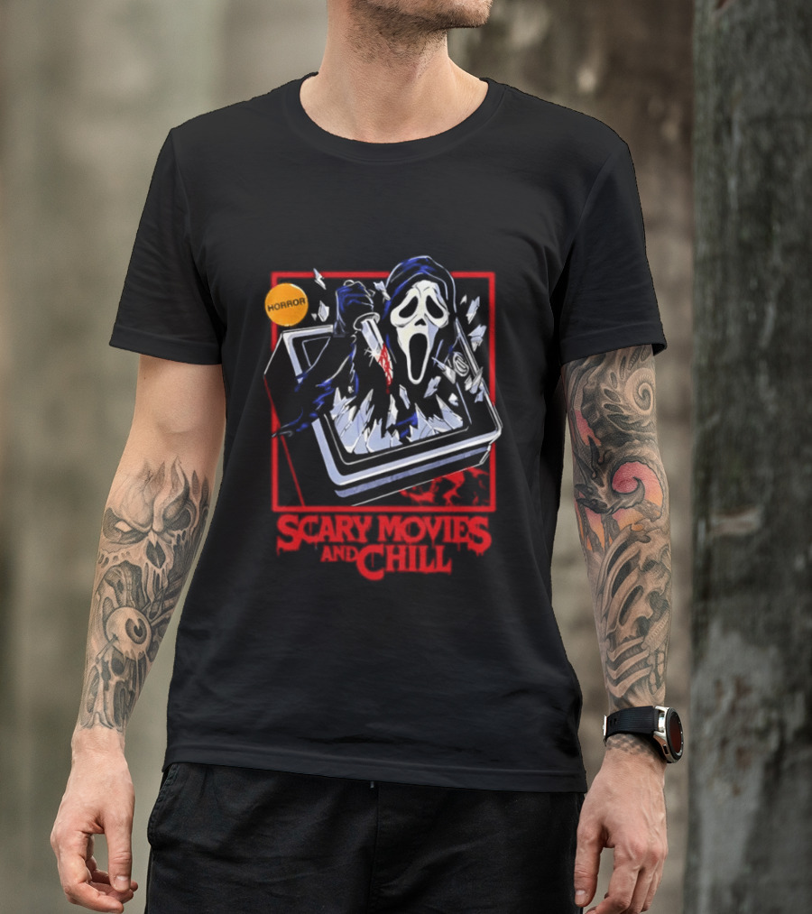 Ghostface Scream Horror Movie Breaking TV Scary Movies And Chill 2026 T-Shirt