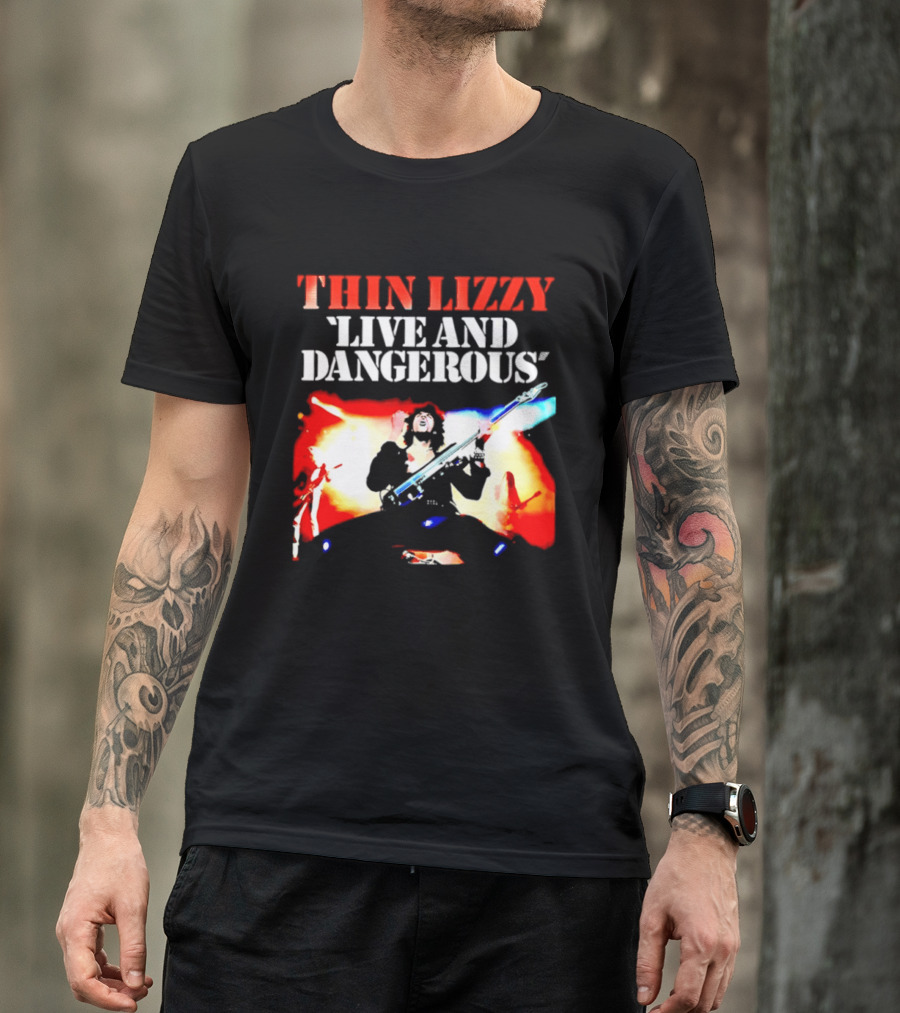 Thin Lizzy Live And Dangerous Cover Classic Rock Band Album T-Shirt