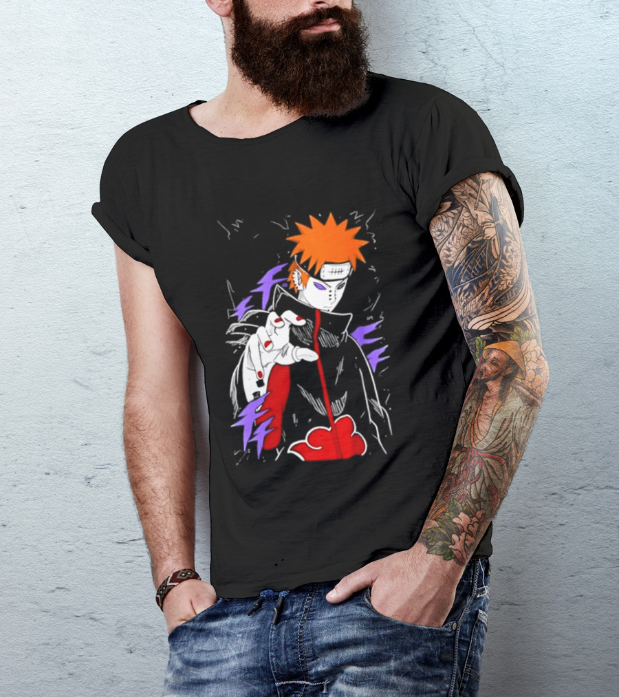 Naruto Shippuden Pain Akatsuki Rinnegan Almighty Push Anime 2026 Trend T-Shirt