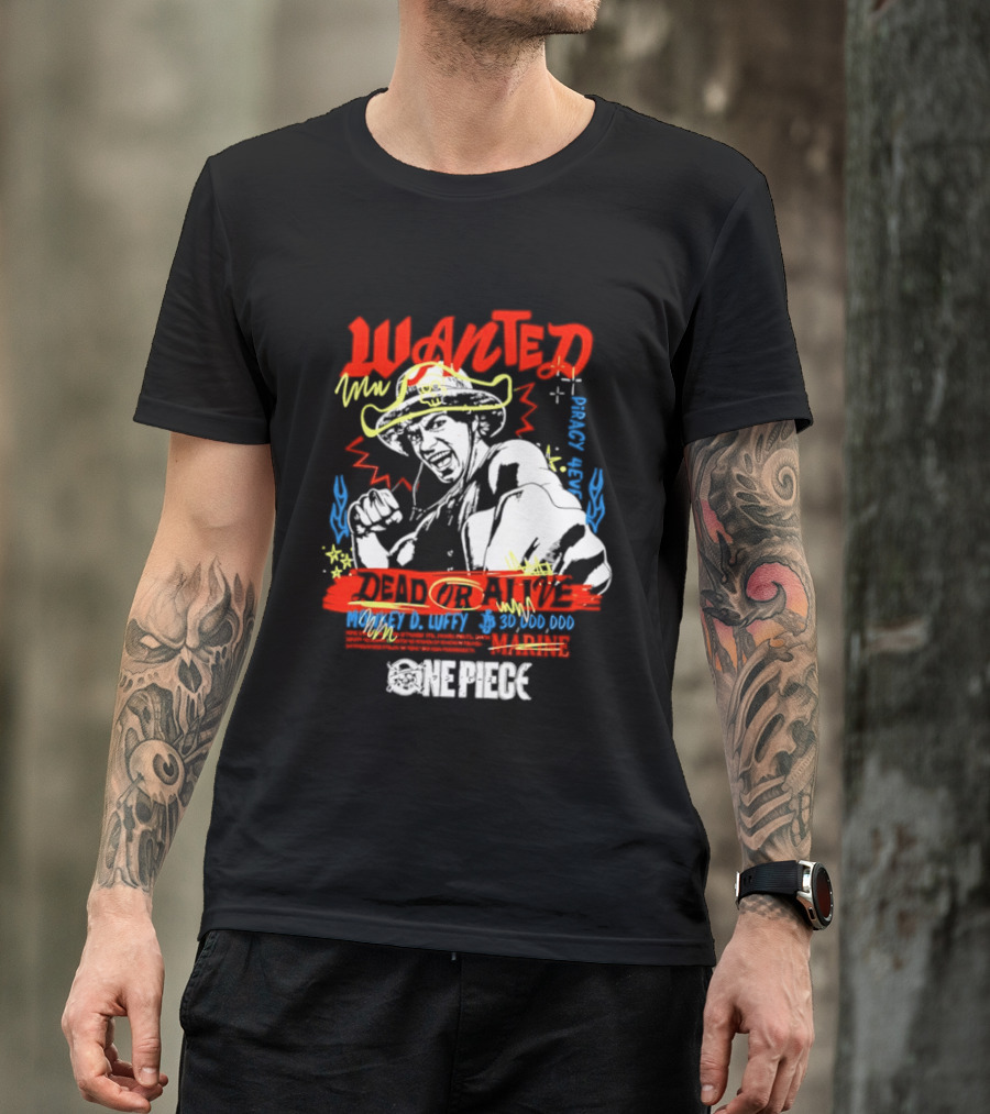 One Piece Monkey D. Luffy Wanted Dead Or Alive 30 Million Berries Bounty Straw Hat Pirate 2026 T-Shirt
