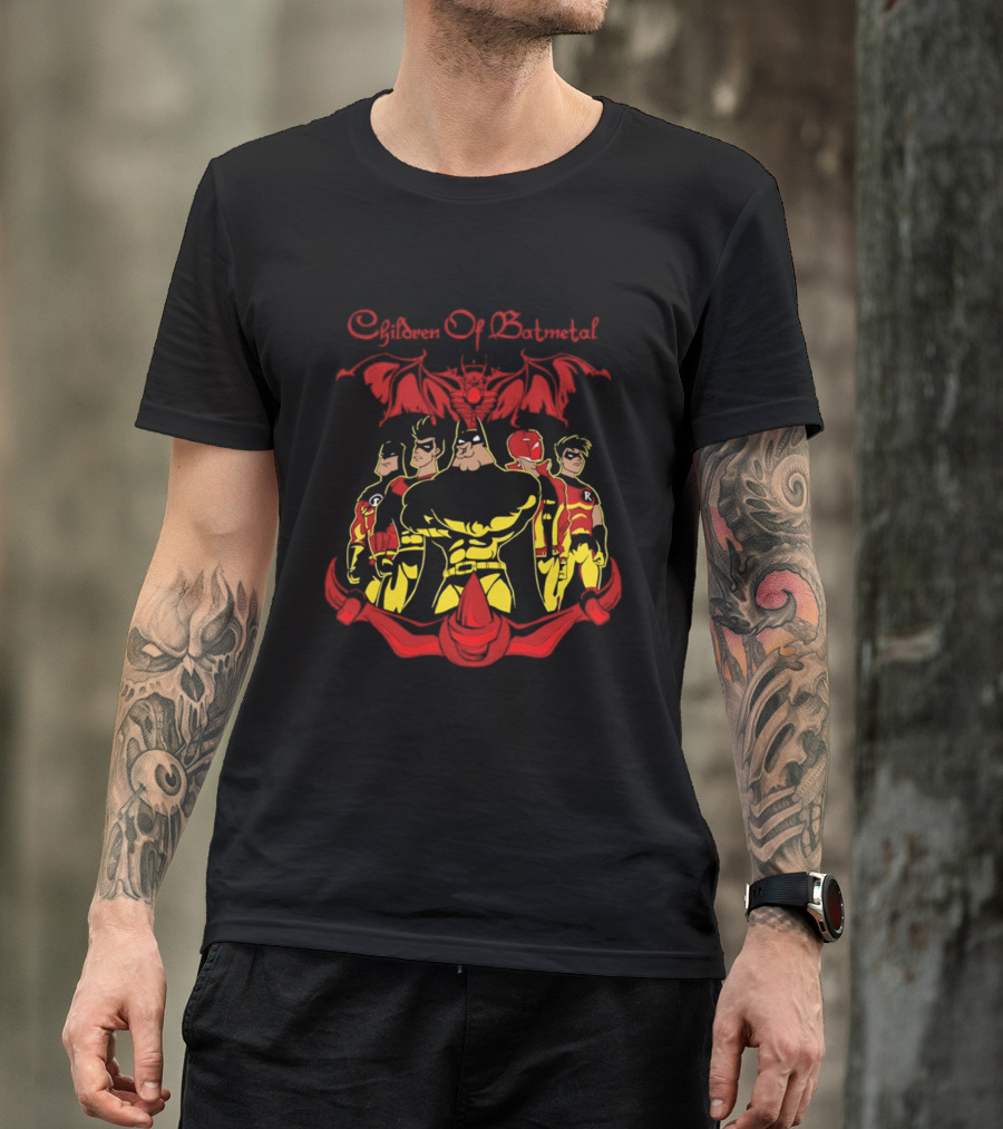 Children Of Batmetal Batman Robins Heavy Metal Characters Demonic Bat T-Shirt