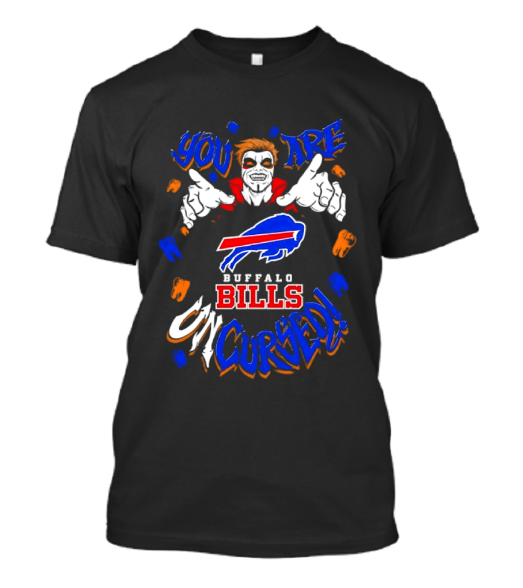 WWE Danhausen X Buffalo Bills You Are Uncursed Halloween Vampire Fangs T-Shirt