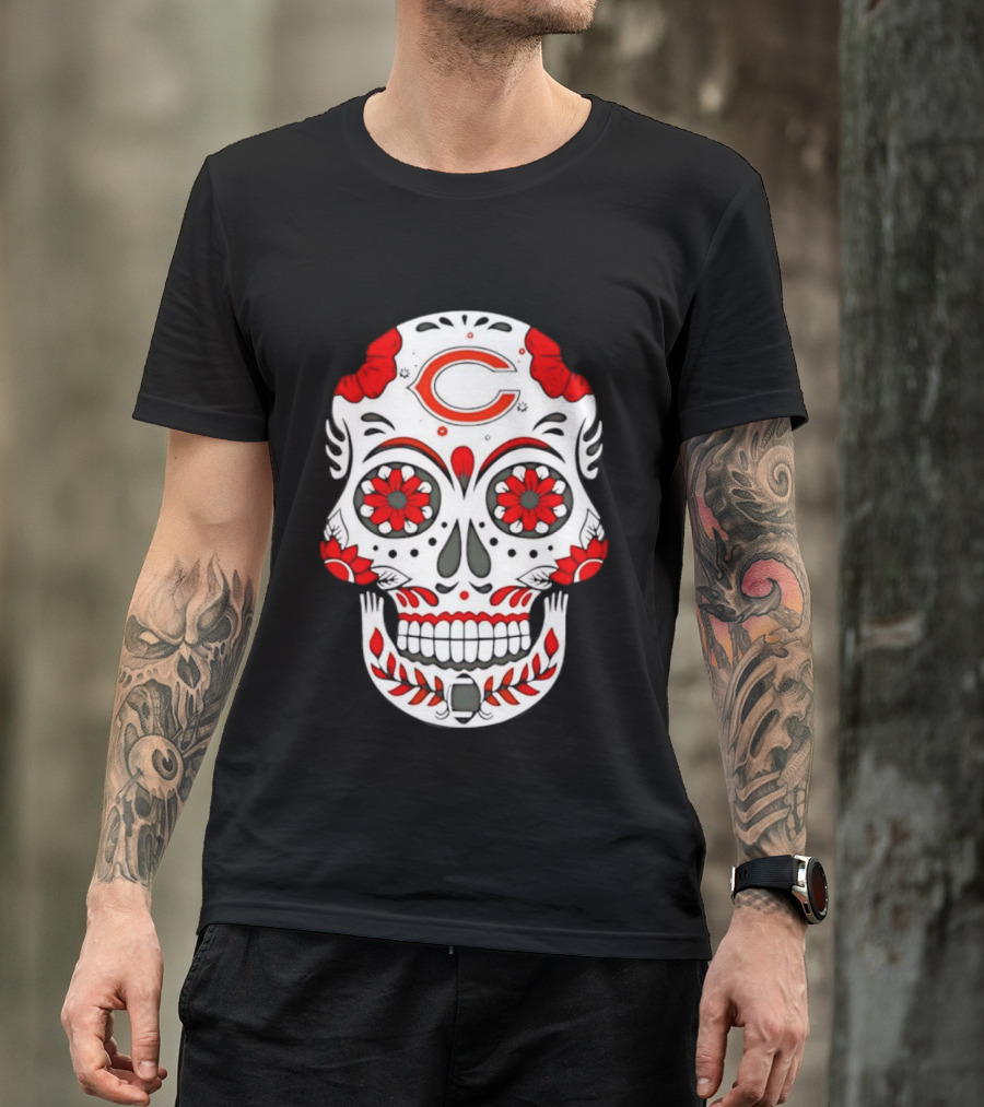 Chicago Bears Dia De Los Muertos Sugar Skull C T-Shirt