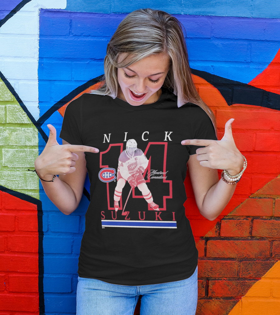 Nick Suzuki 14 Montreal Canadiens Captain Hockey T-Shirt