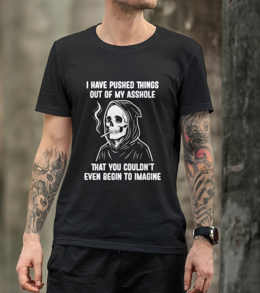 Skeleton Grim Reaper Smoking Dark Humor Sarcastic T-Shirt