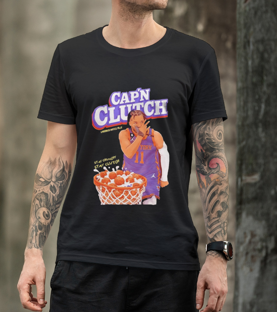 New York Knicks Jalen Brunson Capn Clutch Basketball Cereal Stay Crunchy T-Shirt