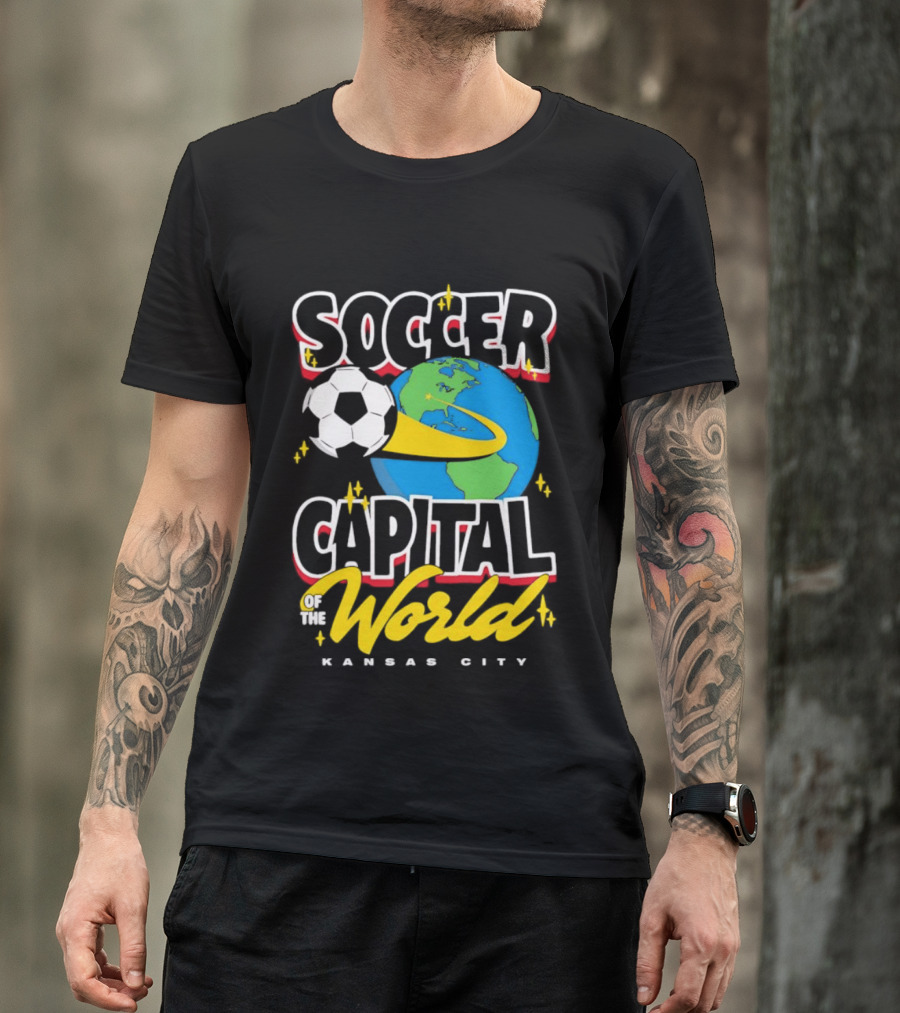 Kansas City Soccer Capital Of The World Globe Soccer Ball T-Shirt