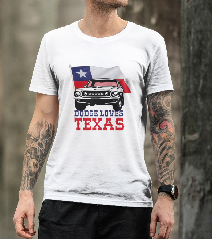 Dodge Loves Texas State Flag Mustang T-Shirt