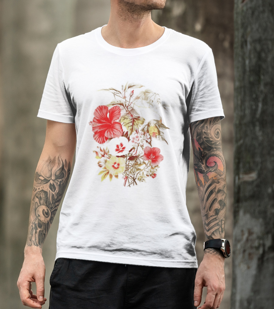Hibiscus Mallow Cotton Floral Blossoms T-Shirt