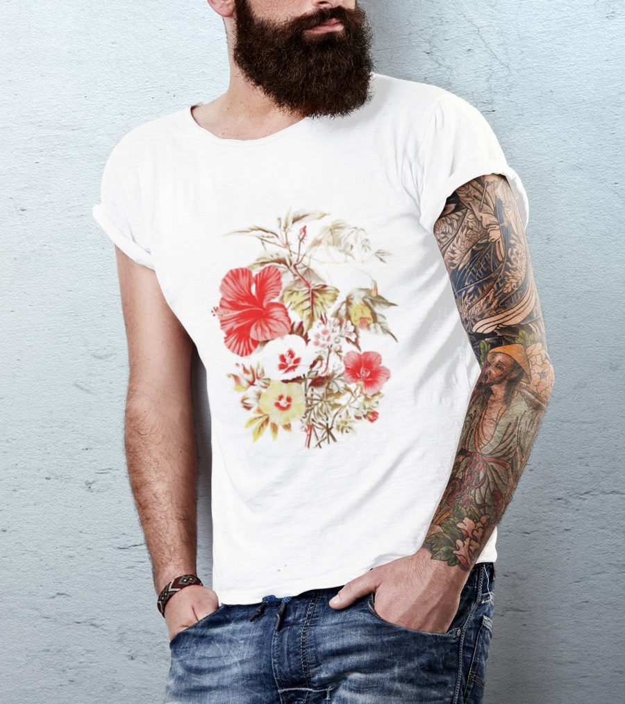 Hibiscus Mallow Cotton Floral Blossoms T-Shirt