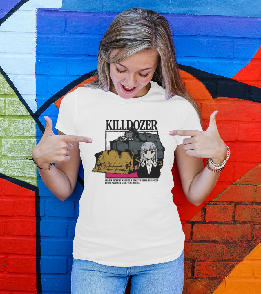 Killdozer Komatsu D355A Aharen Reina Anime Crossover Machinery T-Shirt