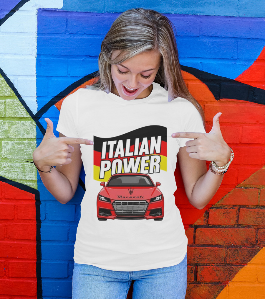 Maserati Italian Power German Flag Car T-Shirt