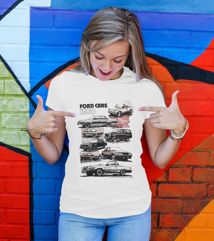 Ford Cars 1980 F Series Bronco Mustang Thunderbird Classic Collection T-Shirt