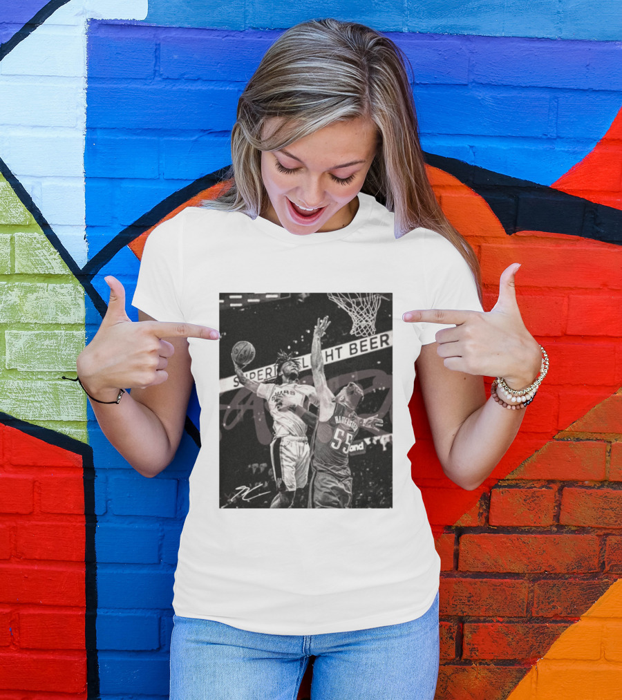 San Antonio Spurs Basketball Hartenstein 55 Player Action Photo Sport Superior Light Beer T-Shirt