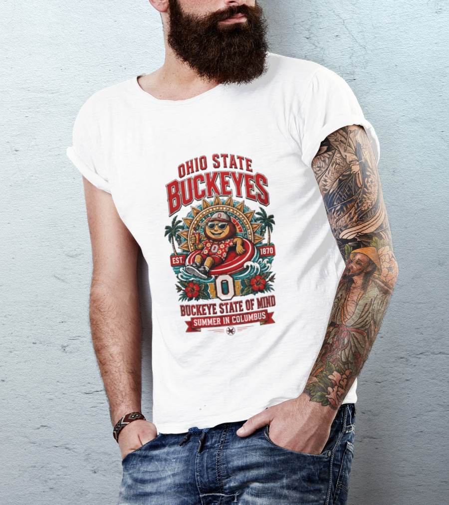 Ohio State Buckeyes Buckeye State Of Mind Summer In Columbus Est 1870 T-Shirt