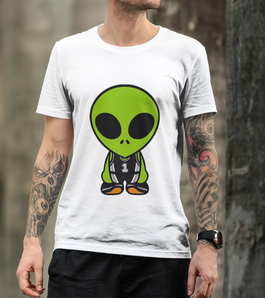 Alien Victor Wembanyama Cartoon Basketball Number 1 T-Shirt