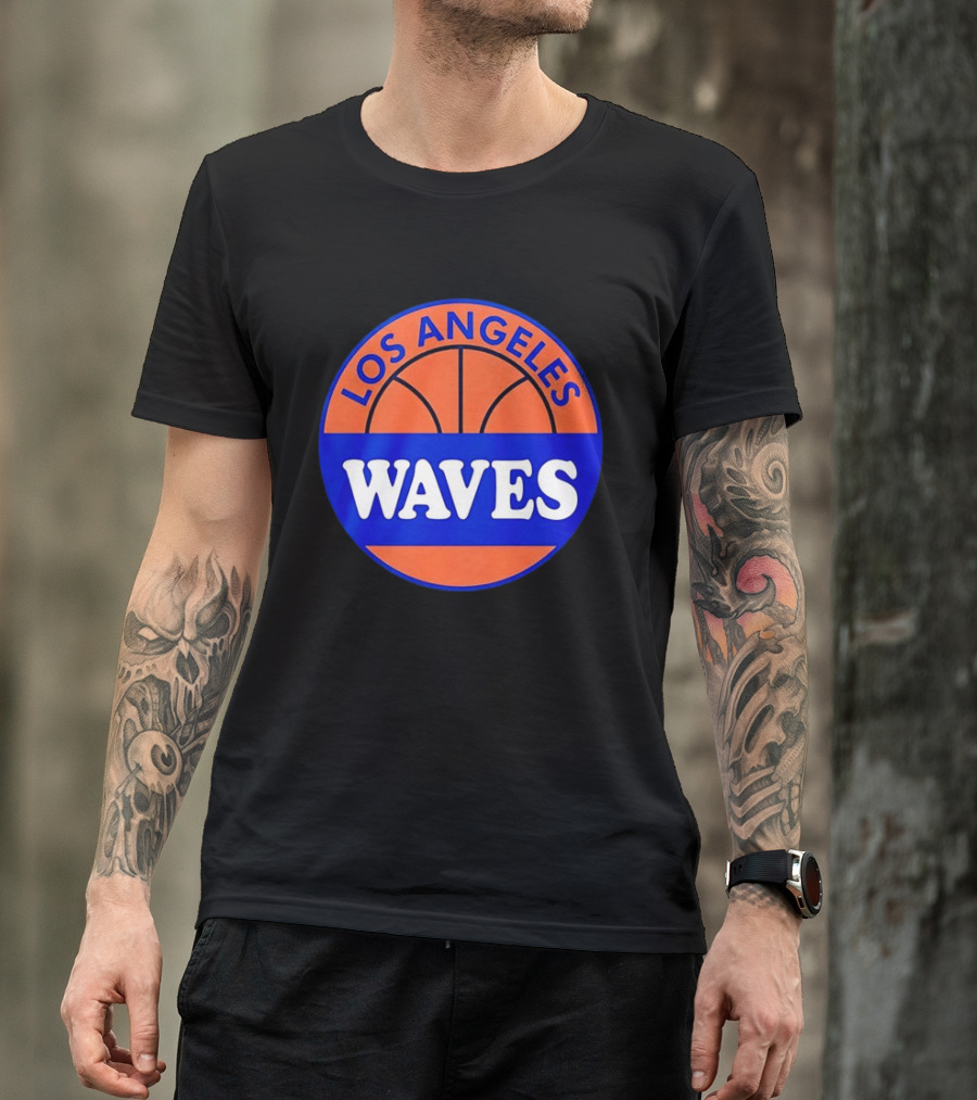 Los Angeles Waves Basketball Theme Circle T-Shirt