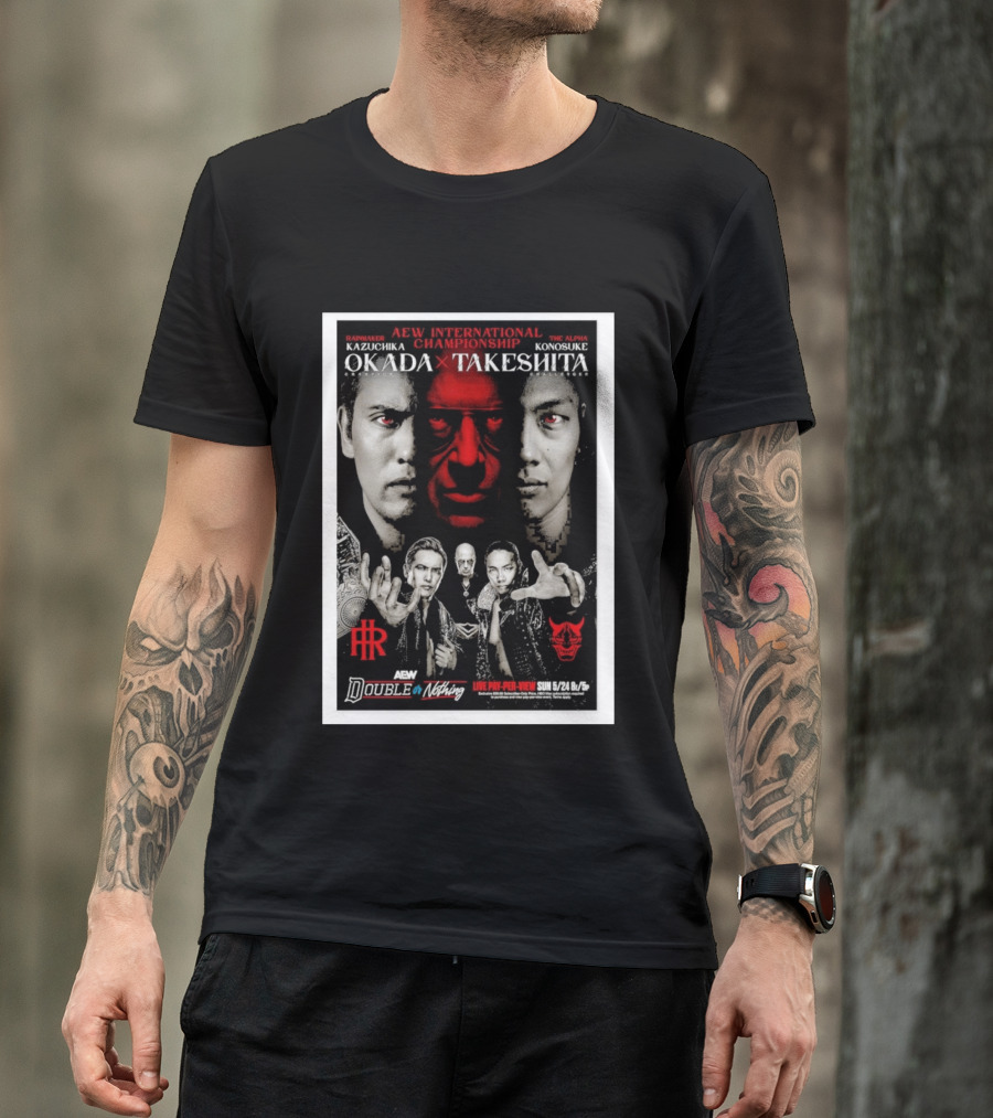 AEW International Championship Kazuchika Okada Vs Konosuke Takeshita Double Or Nothing 2026 Pay Per View T-Shirt