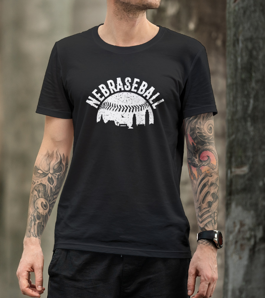Nebraseball Skyline Nebraska Huskers Stadium Cityscape T-Shirt