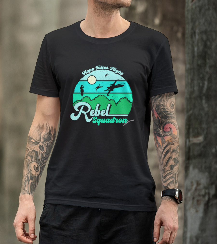 Rebel Squadron Hope Takes Flight Sunset Landscape T-Shirt