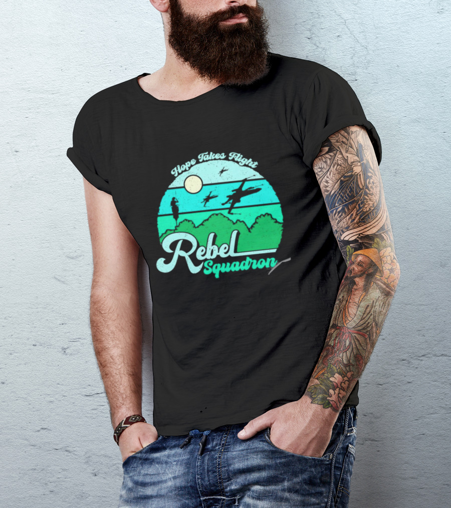 Rebel Squadron Hope Takes Flight Sunset Landscape T-Shirt