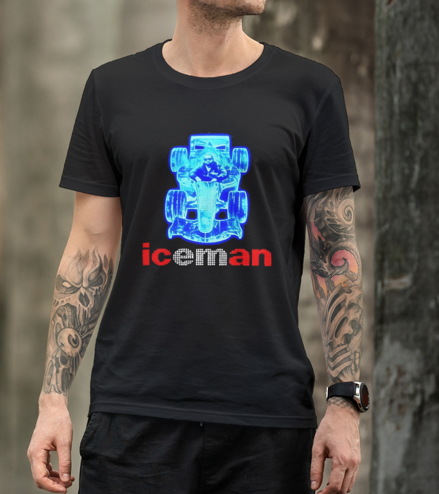 Iceman Kimi Räikkönen F1 Driver Holographic Car Racing Blue Red T-Shirt