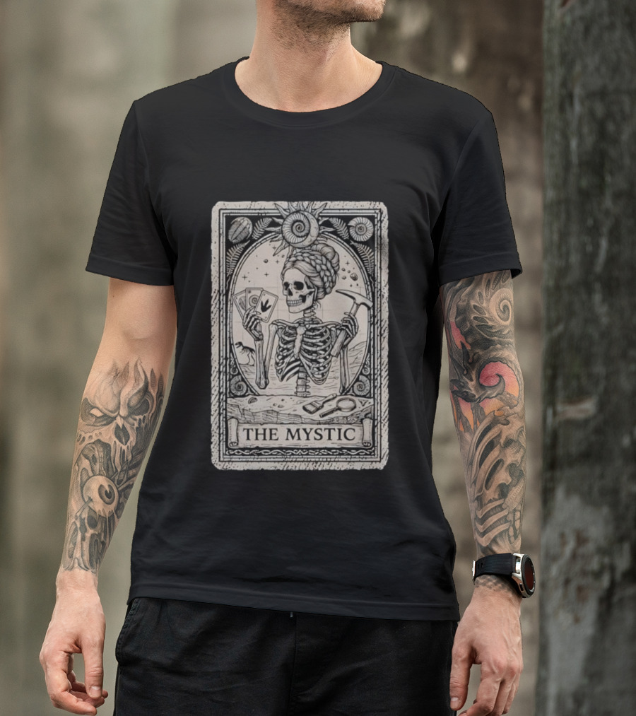 The Mystic Skeleton Tarot Card Fossil Digging Paleontology T-Shirt
