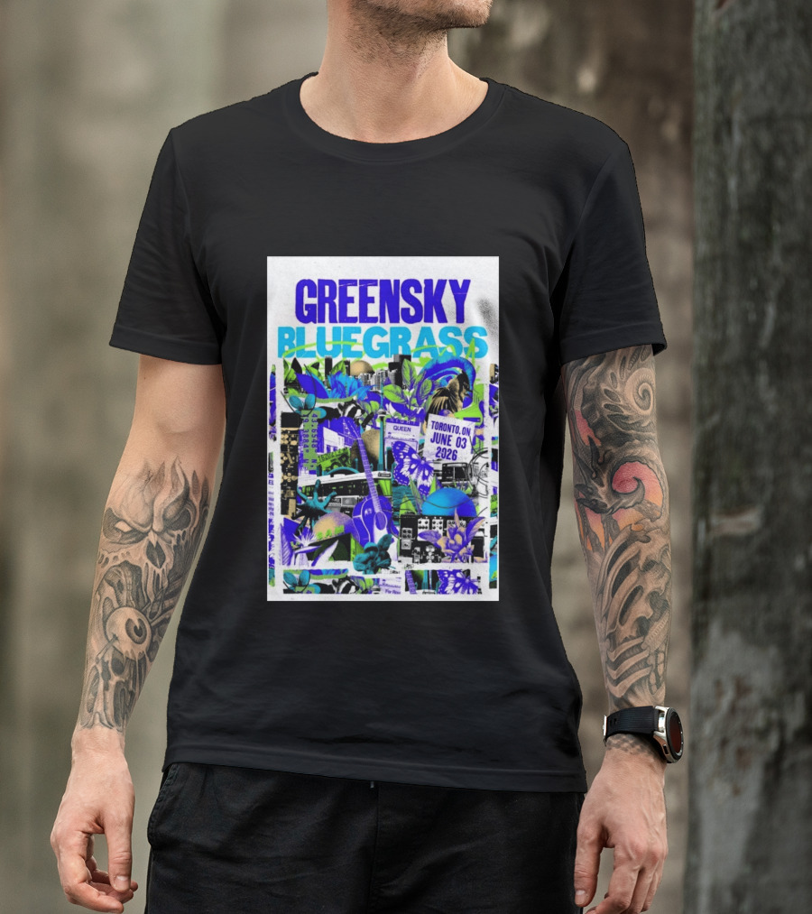 Greensky Bluegrass Toronto ON June 03 2026 Guitar Butterfly Cityscape T-Shirt