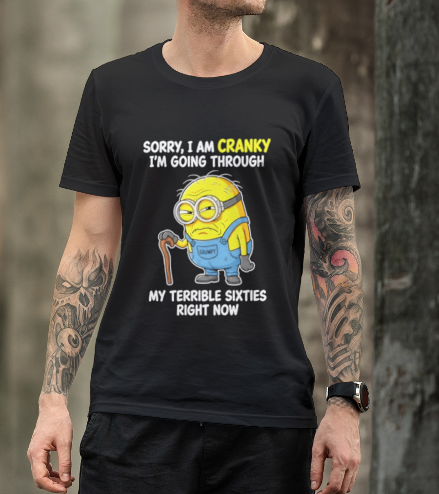 Minion Sorry I Am Cranky Going Through My Terrible Sixties Right Now T-Shirt