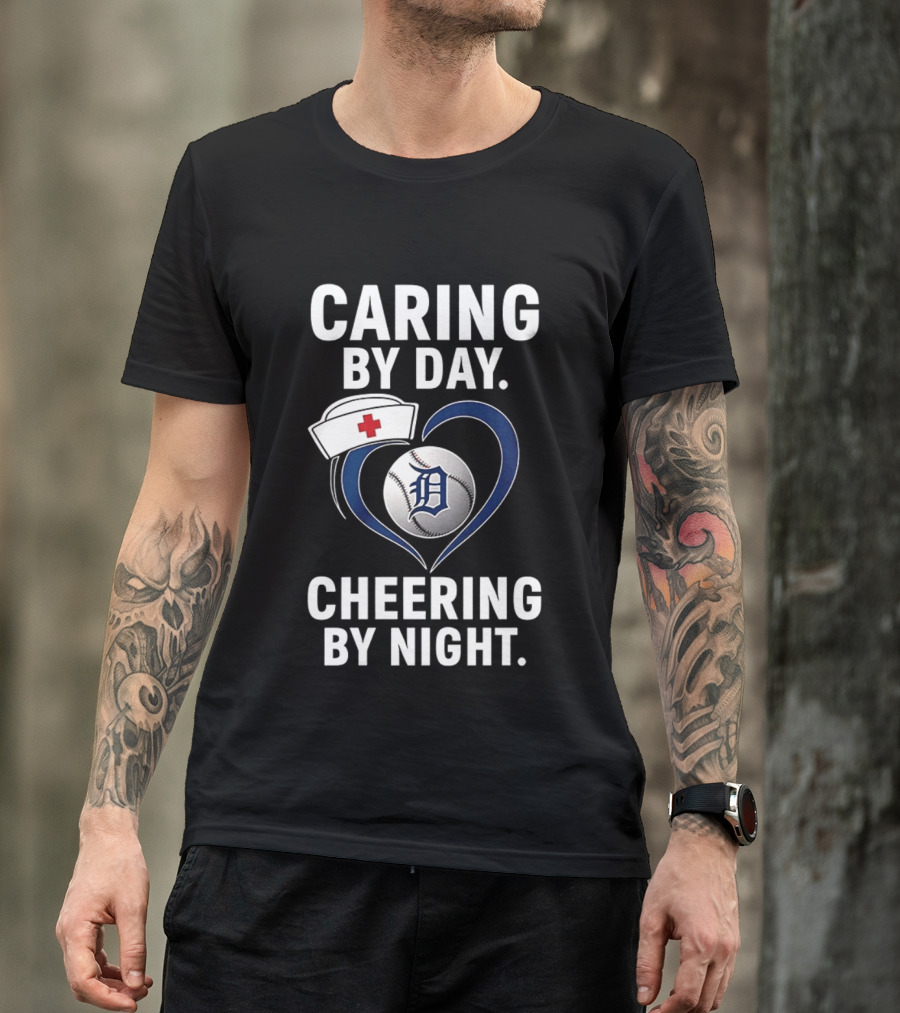 Caring By Day Nurse Baseball Fan Cheering By Night T-Shirt
