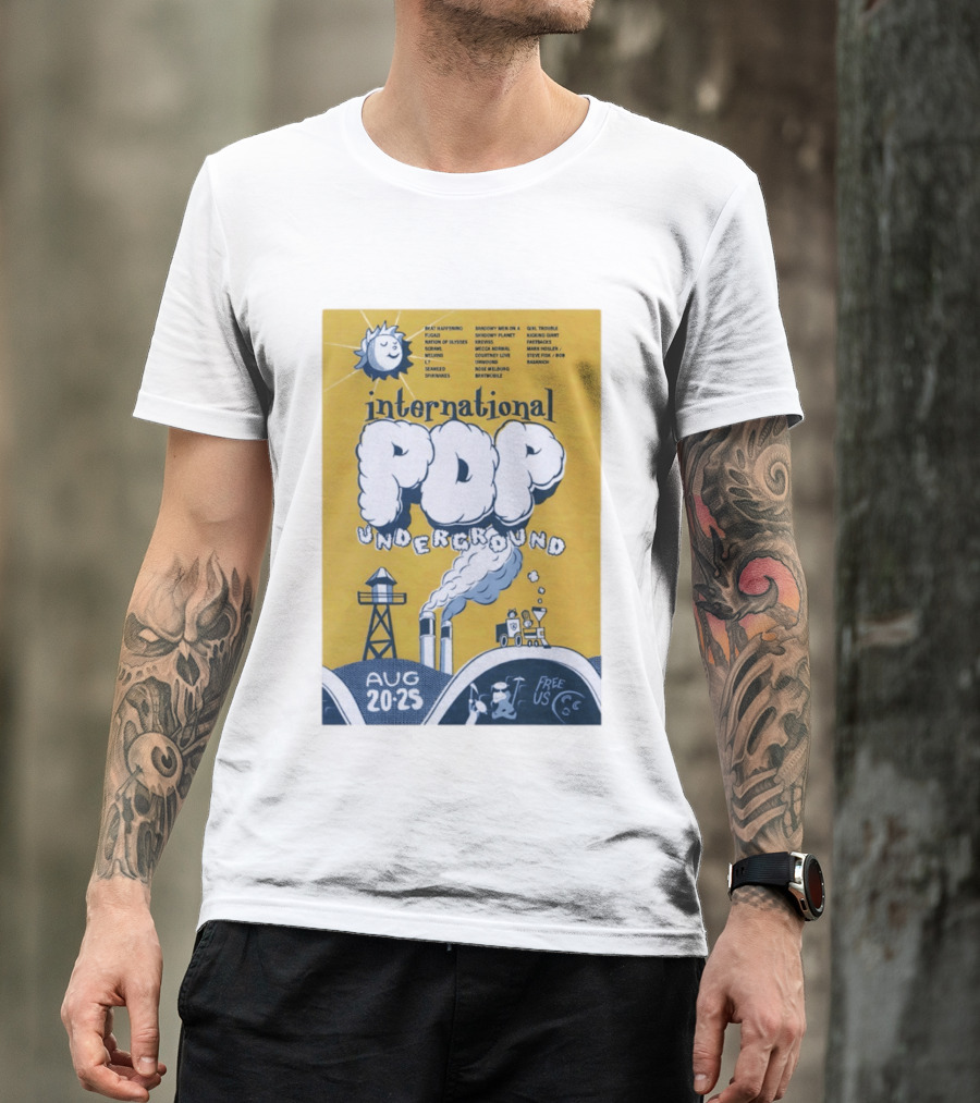 International Pop Underground Festival August 20 25 Beat Happening Fugazi Legend Of Yulesville Seaweed Спинанес Free Us T-Shirt