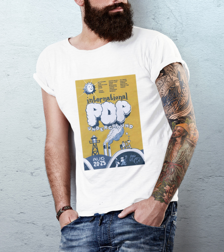 International Pop Underground Festival August 20 25 Beat Happening Fugazi Legend Of Yulesville Seaweed Спинанес Free Us T-Shirt