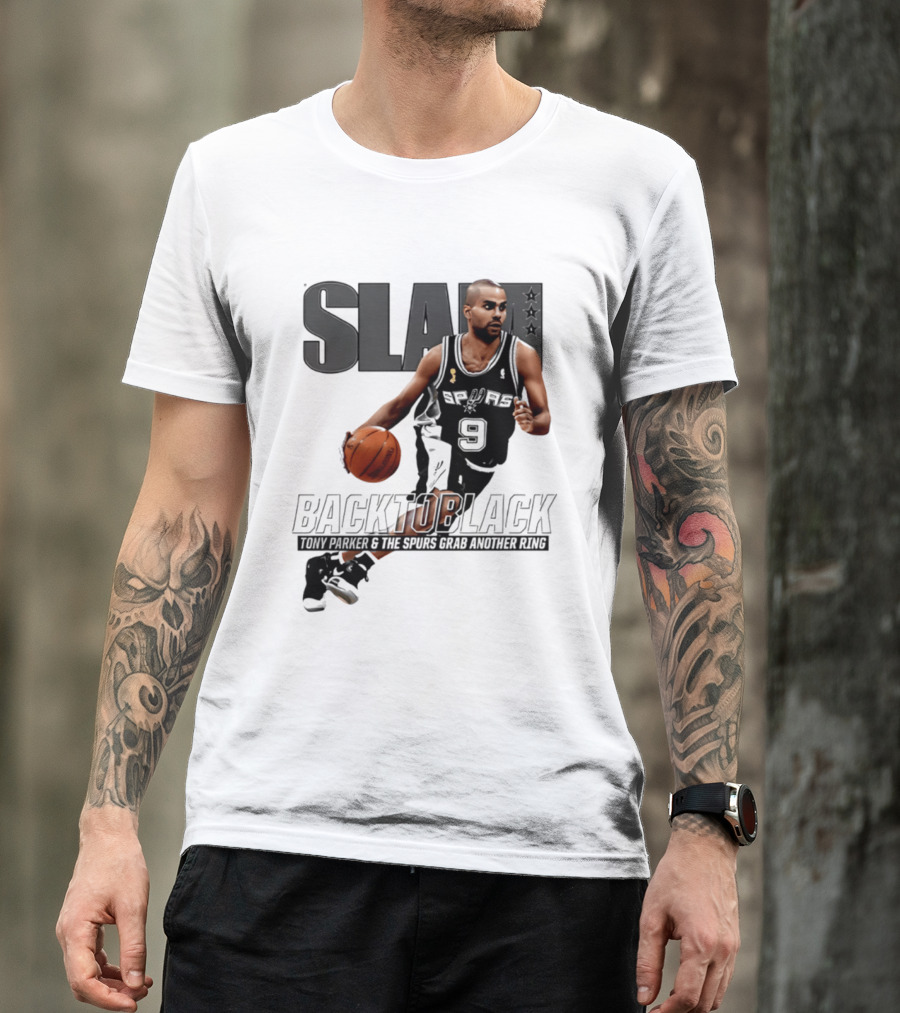 SLAM Back To Black San Antonio Spurs Tony Parker 9 Spurs Grab Another Ring T-Shirt