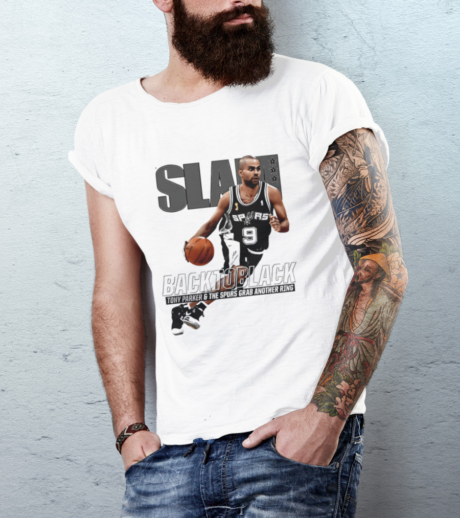 SLAM Back To Black San Antonio Spurs Tony Parker 9 Spurs Grab Another Ring T-Shirt