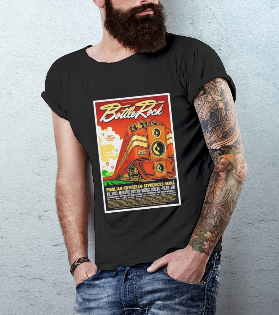 BottleRock Napa Valley May 24 26 2024 Pearl Jam Ed Sheeran Stevie Nicks Maná Napa Valley California T-Shirt